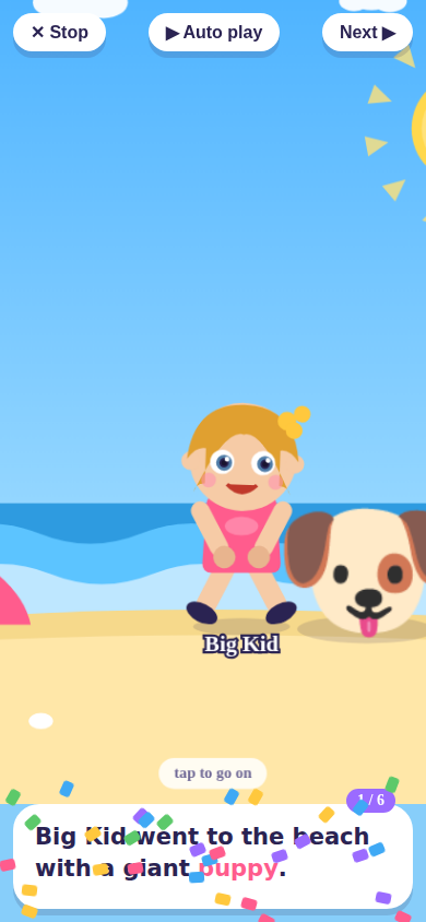 One scene of the in-page cartoon movie